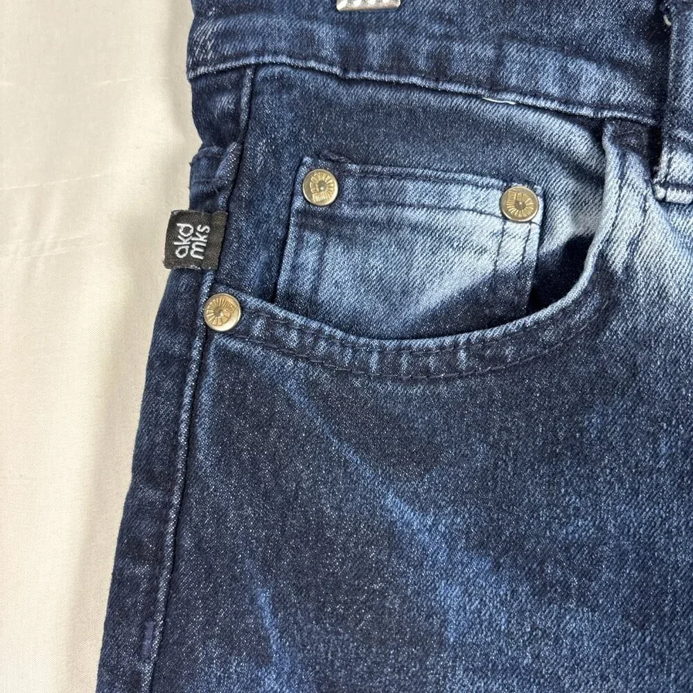 Akademiks Moto Biker Shorts Boys Size 16 Blue Denim Distressed Detail Streetwear